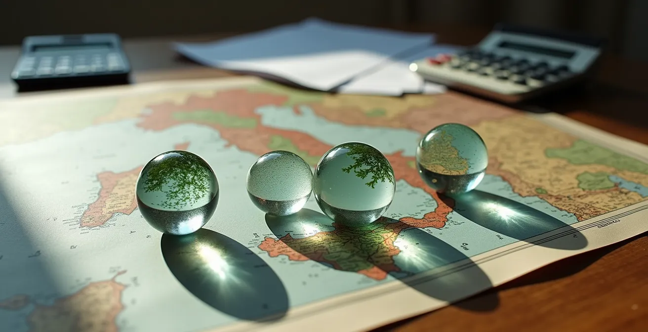 Mappa visiva del rischio climatico che influenza i premi assicurativi in Italia