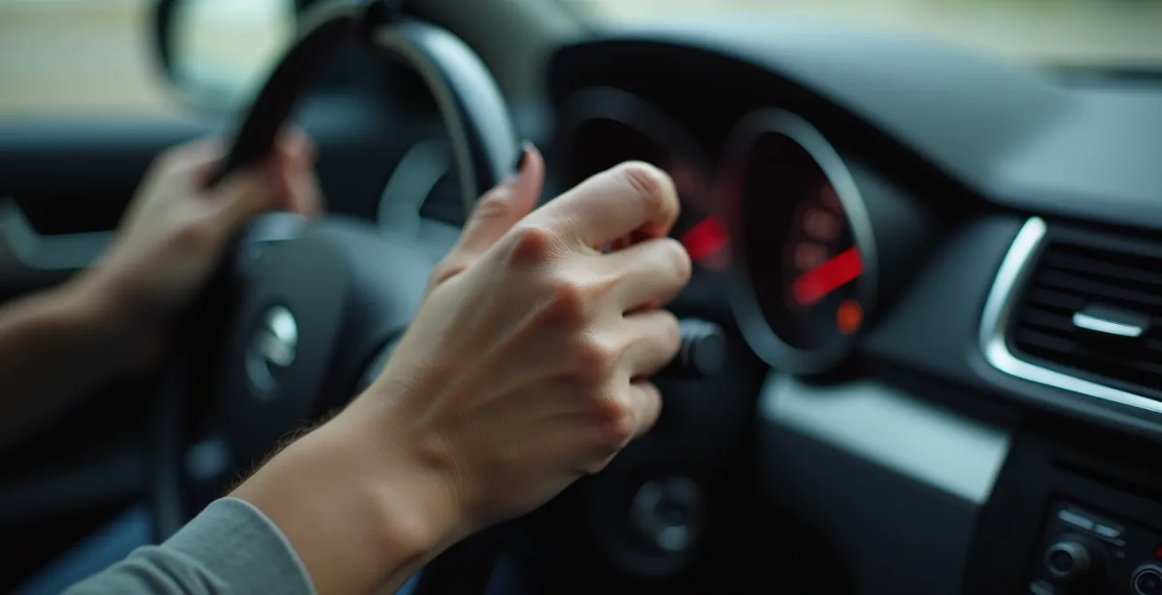 Posizione ergonomica corretta del conducente con angolazioni ottimali di braccia e gambe