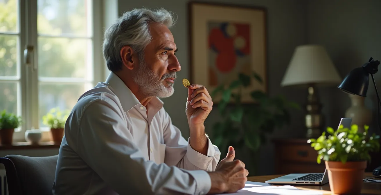 Composizione emotiva di persona che analizza strategie di protezione dall'inflazione