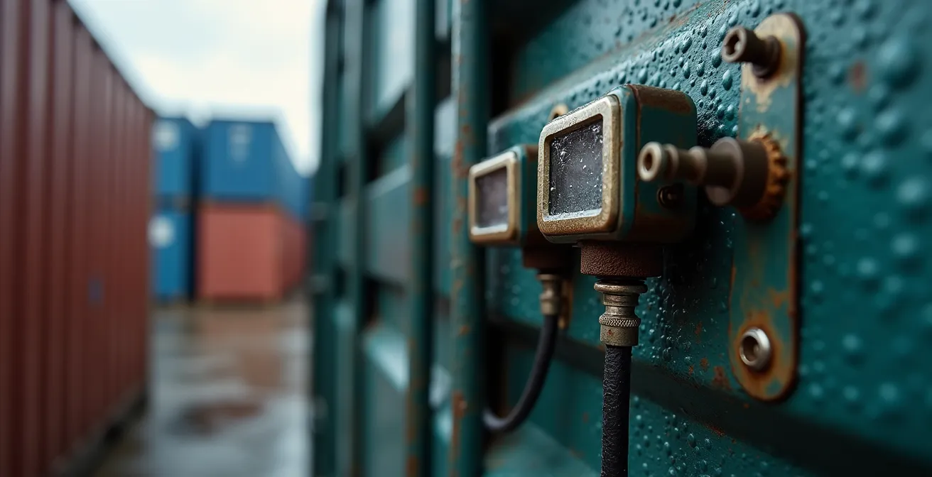 Sensori IoT installati all'interno di un container per il monitoraggio in tempo reale