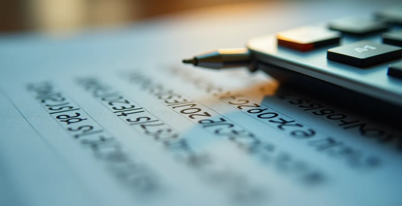 Documenti finanziari e calcolatrice su scrivania professionale